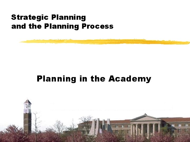 Strategic Planning and the Planning Process Planning in the Academy 