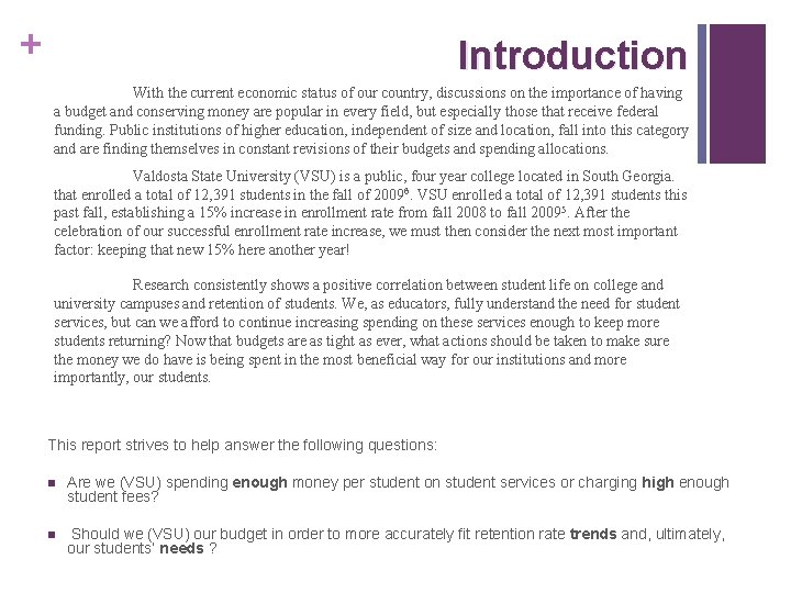 + Introduction With the current economic status of our country, discussions on the importance + Introduction With the current economic status of our country, discussions on the importance