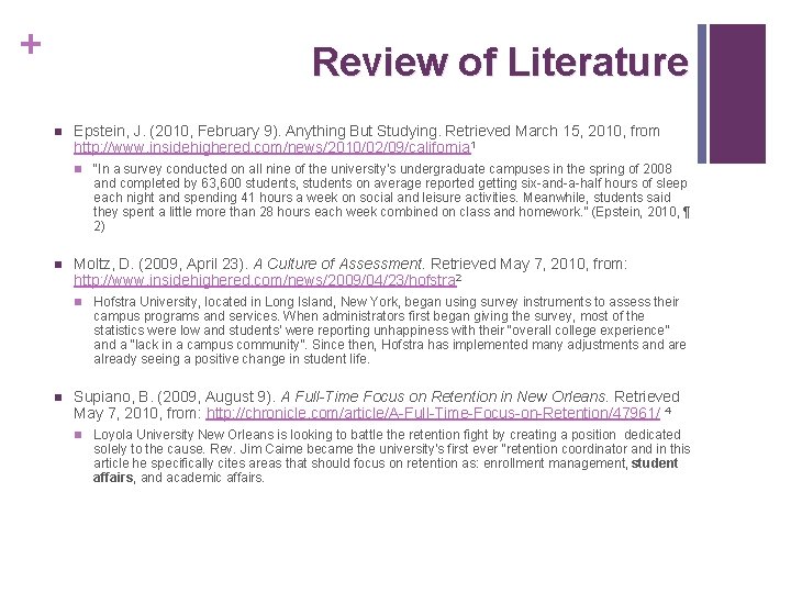 + Review of Literature n Epstein, J. (2010, February 9). Anything But Studying. Retrieved + Review of Literature n Epstein, J. (2010, February 9). Anything But Studying. Retrieved