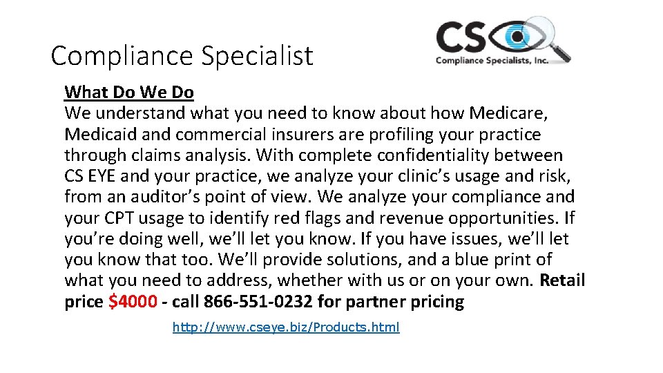Compliance Specialist What Do We understand what you need to know about how Medicare,