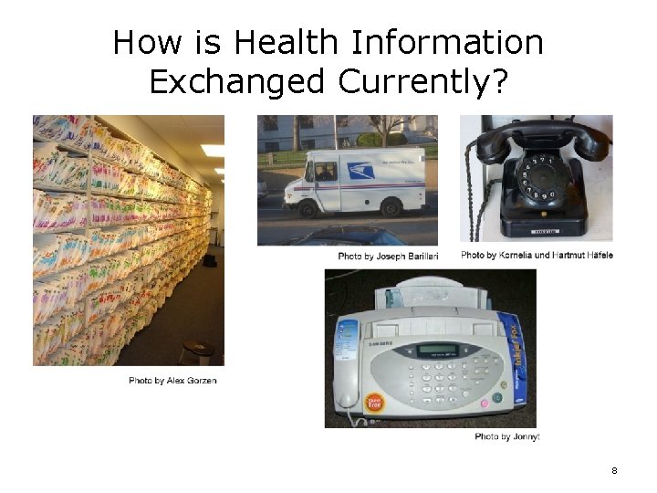 How is Health Information Exchanged Currently? 8 