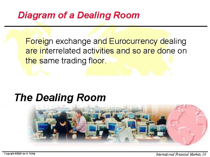 Diagram of a Dealing Room Foreign exchange and Eurocurrency dealing are interrelated activities and
