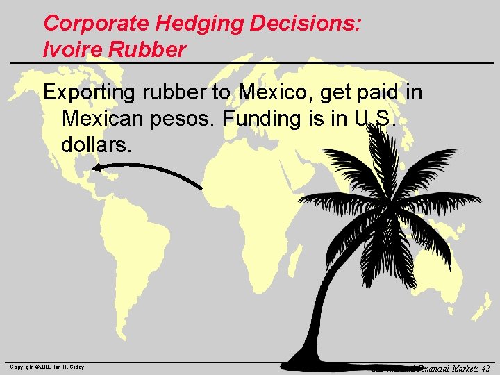 Corporate Hedging Decisions: Ivoire Rubber Exporting rubber to Mexico, get paid in Mexican pesos.