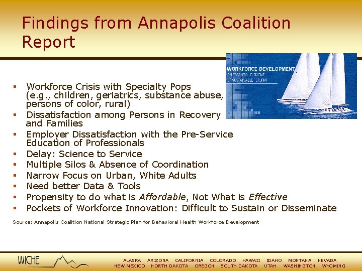 Findings from Annapolis Coalition Report § § § § § Workforce Crisis with Specialty