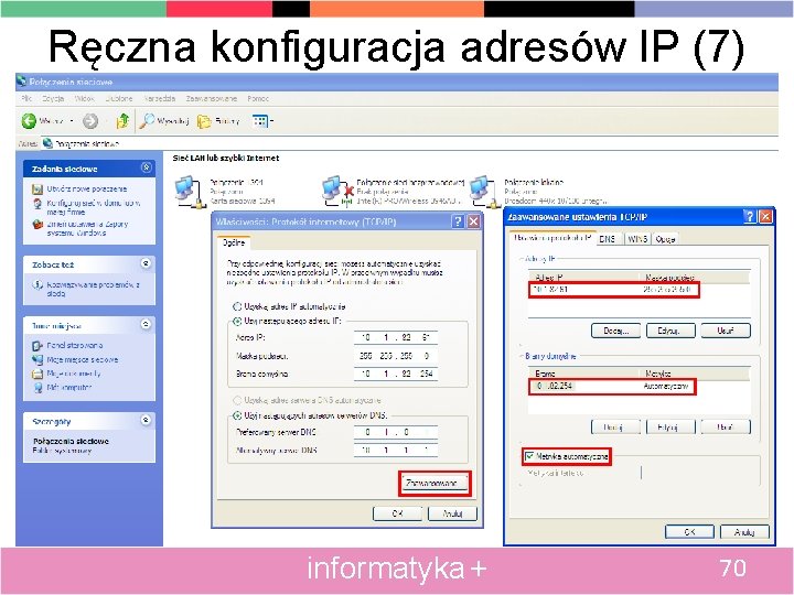 Ręczna konfiguracja adresów IP (7) informatyka + 70 