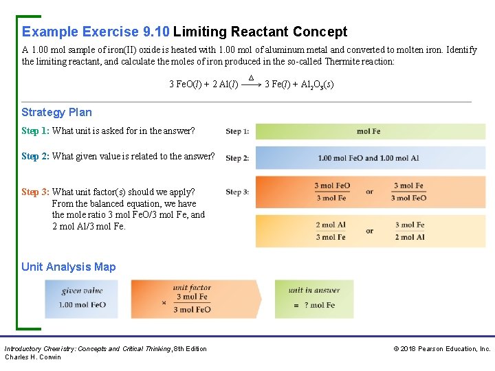 Example Exercise 9. 10 Limiting Reactant Concept A 1. 00 mol sample of iron(II)