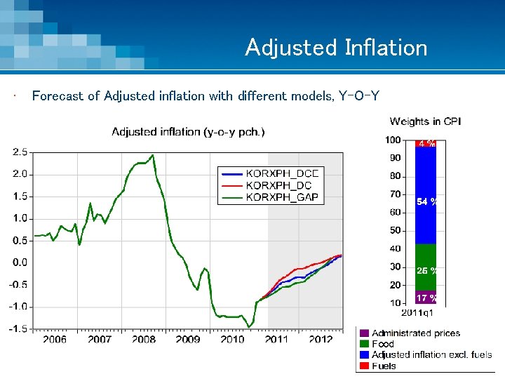 Adjusted Inflation • Forecast of Adjusted inflation with different models, Y-O-Y 18 