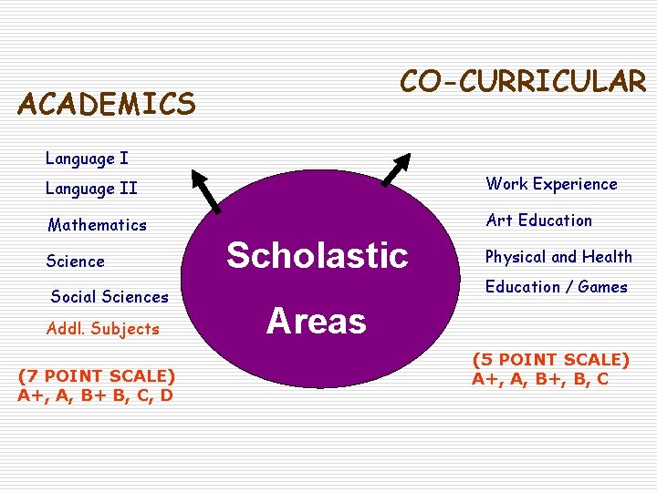 CO-CURRICULAR ACADEMICS Language II Work Experience Mathematics Art Education Science Social Sciences Addl. Subjects