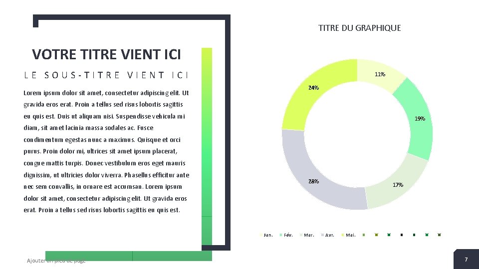 TITRE DU GRAPHIQUE VOTRE TITRE VIENT ICI LE SOUS-TITRE VIENT ICI 11% 24% Lorem