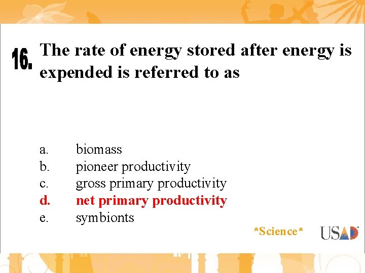 The rate of energy stored after energy is expended is referred to as a.