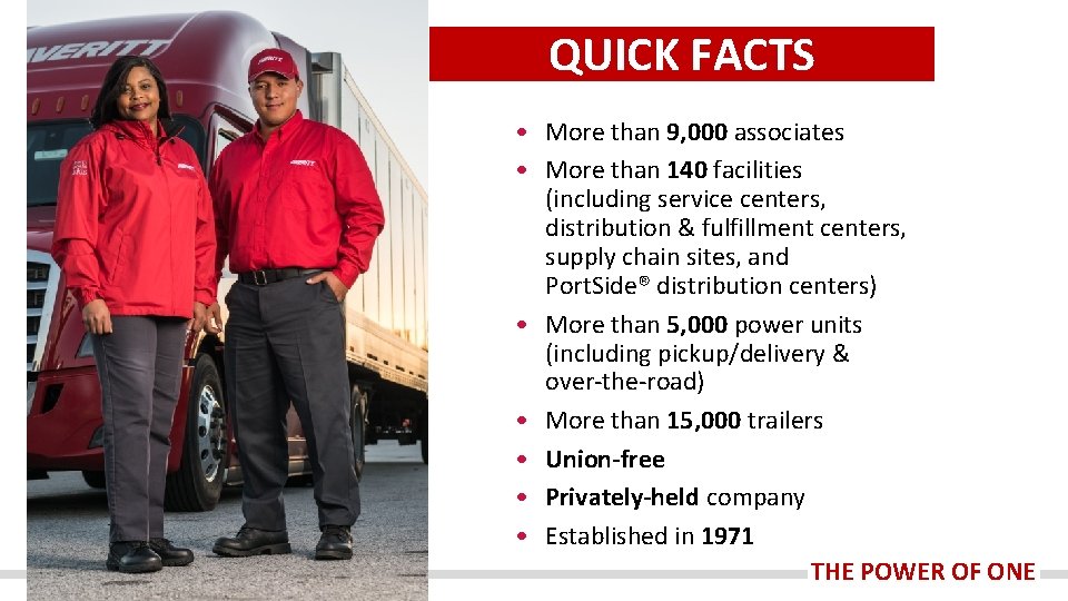 QUICK FACTS • More than 9, 000 associates • More than 140 facilities (including