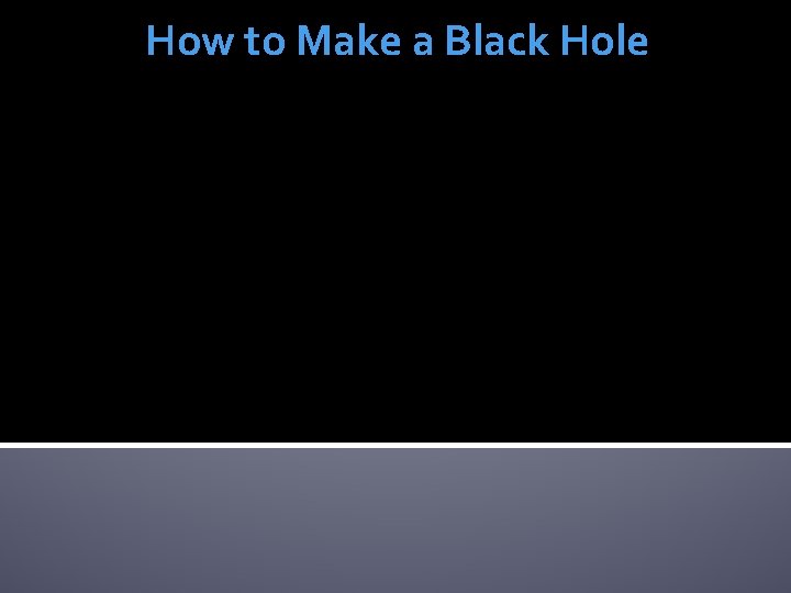 How to Make a Black Hole 