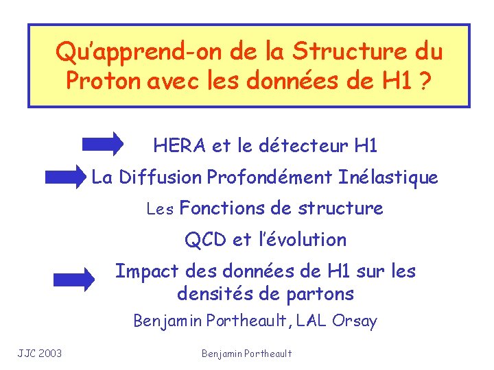 Qu’apprend-on de la Structure du Proton avec les données de H 1 ? HERA