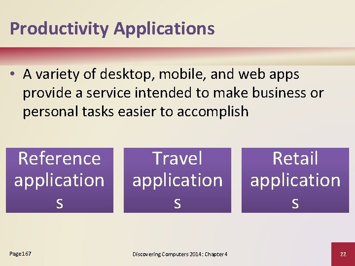 Productivity Applications • A variety of desktop, mobile, and web apps provide a service