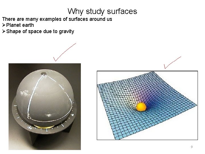 Why study surfaces There are many examples of surfaces around us ØPlanet earth ØShape