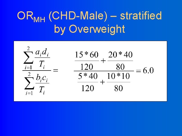 ORMH (CHD-Male) – stratified by Overweight 