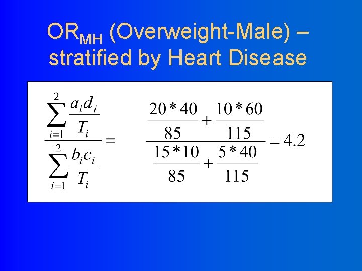 ORMH (Overweight-Male) – stratified by Heart Disease 
