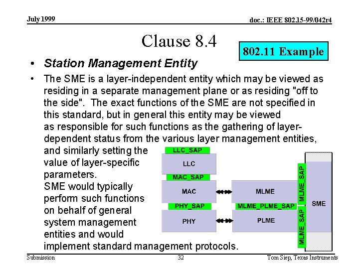 July 1999 doc. : IEEE 802. 15 -99/042 r 4 Clause 8. 4 •