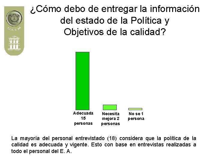 ¿Cómo debo de entregar la información del estado de la Política y Objetivos de