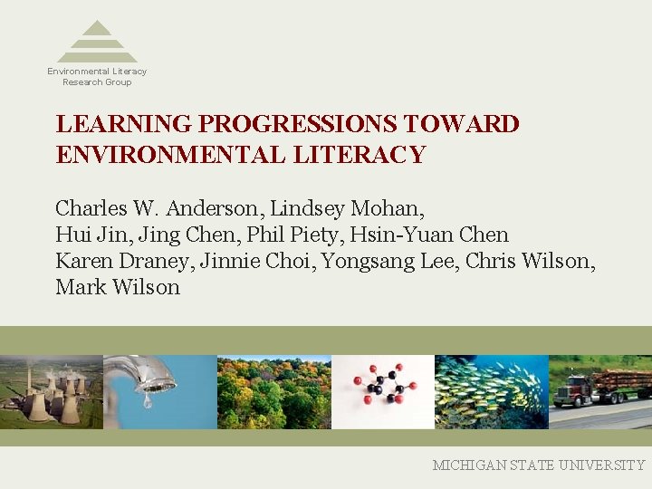 Environmental Literacy Research Group LEARNING PROGRESSIONS TOWARD ENVIRONMENTAL LITERACY Charles W. Anderson, Lindsey Mohan,