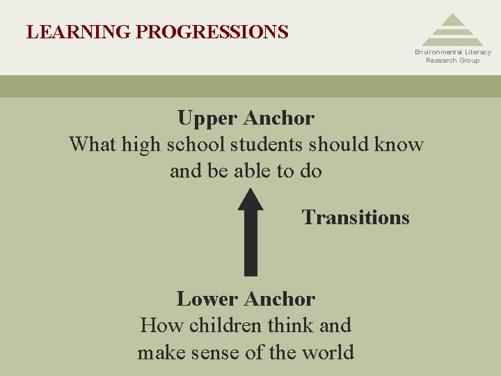 LEARNING PROGRESSIONS Environmental Literacy Research Group Upper Anchor What high school students should know