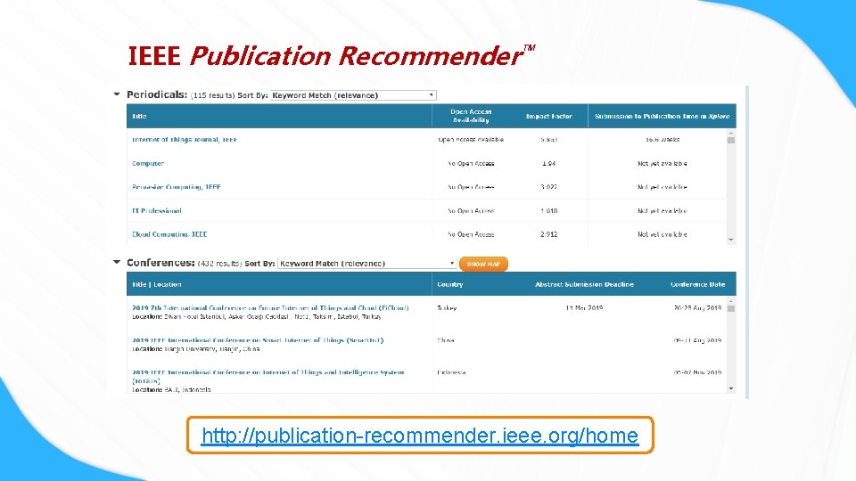 IEEE Publication Recommender™ http: //publication-recommender. ieee. org/home 