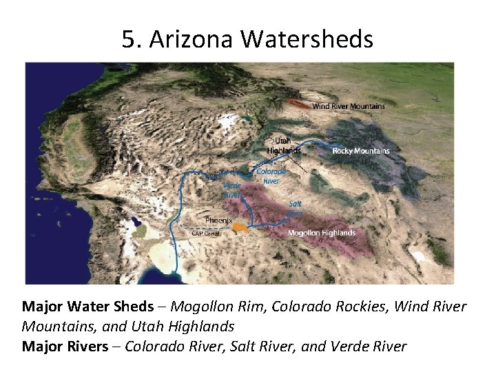 5. Arizona Watersheds Major Water Sheds – Mogollon Rim, Colorado Rockies, Wind River Mountains,