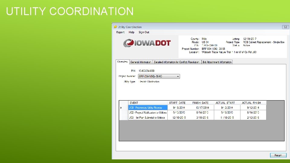 UTILITY COORDINATION 