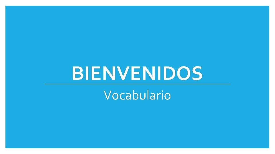 BIENVENIDOS Vocabulario 