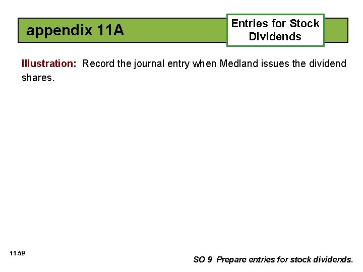 appendix 11 A Entries for Stock Dividends Illustration: Record the journal entry when Medland