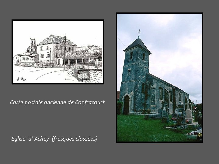 Carte postale ancienne de Confracourt Eglise d’ Achey (fresques classées) 