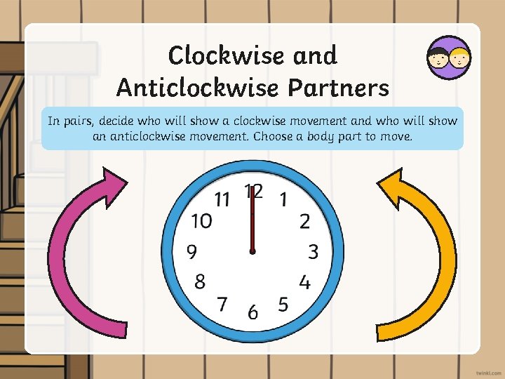 Clockwise and Anticlockwise Partners In pairs, decide who will show a clockwise movement and