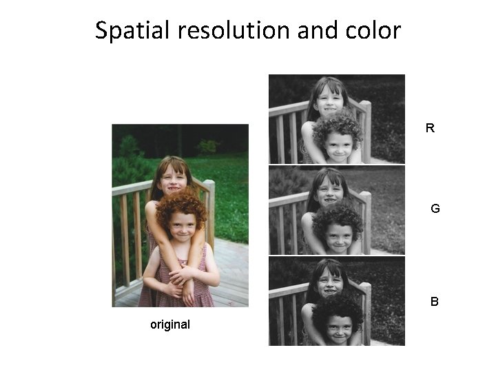Spatial resolution and color R G B original 