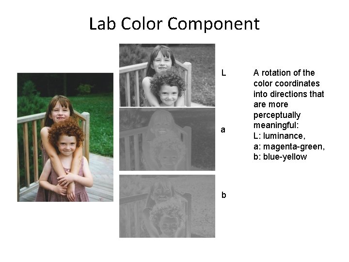 Lab Color Component L a b A rotation of the color coordinates into directions