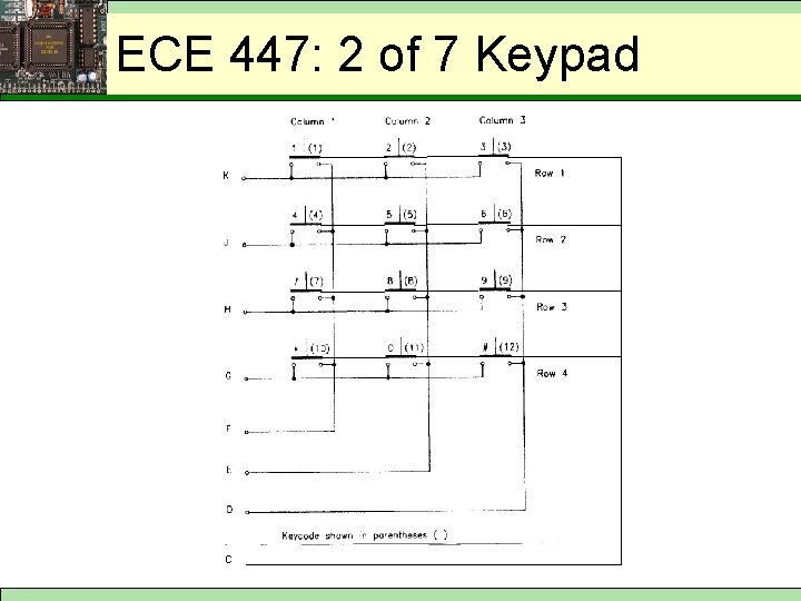 2 out 2 ofof 7 Keypad ECE 447: 7 Keypad C 