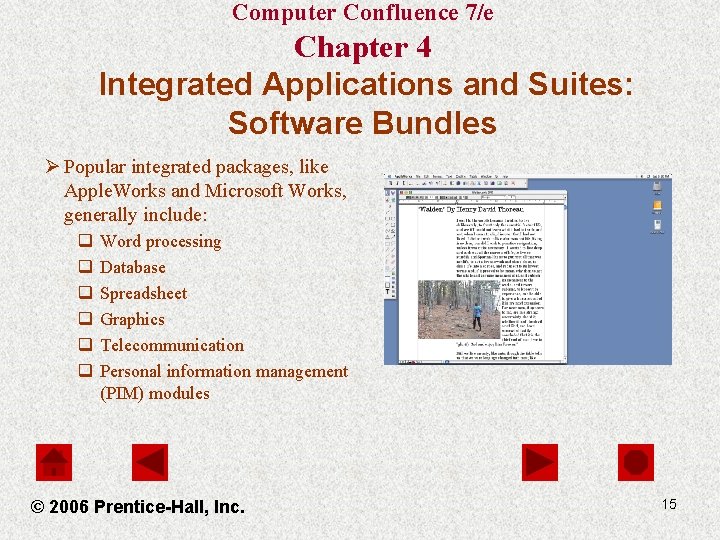 Computer Confluence 7/e Chapter 4 Integrated Applications and Suites: Software Bundles Ø Popular integrated
