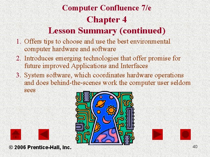 Computer Confluence 7/e Chapter 4 Lesson Summary (continued) 1. Offers tips to choose and