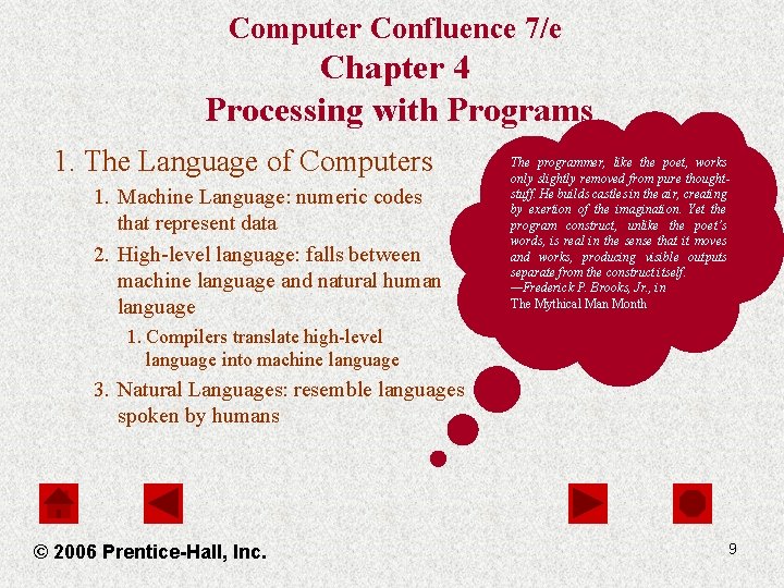 Computer Confluence 7/e Chapter 4 Processing with Programs 1. The Language of Computers 1.
