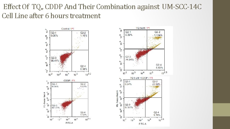 Effect Of TQ, , CDDP And Their Combination against UM-SCC-14 C Cell Line after