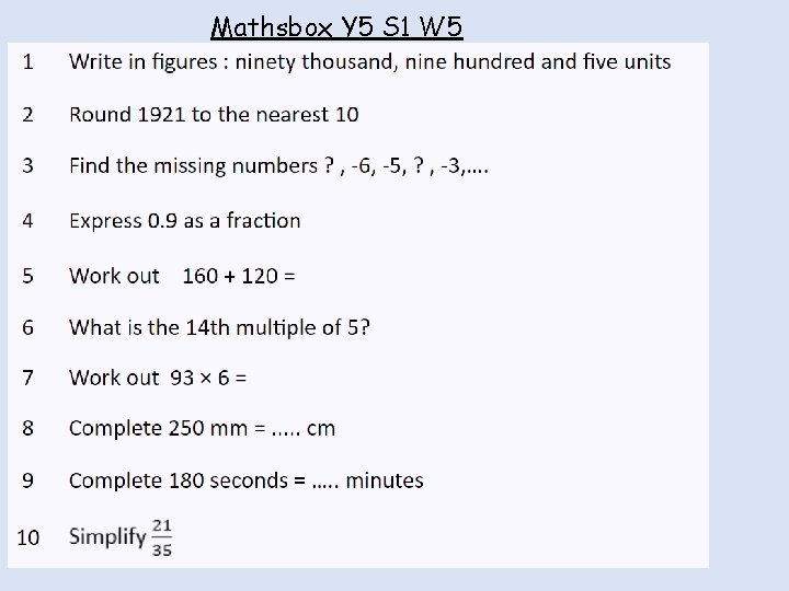 Mathsbox Y 5 S 1 W 5 