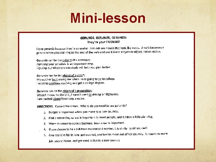 Mini-lesson 