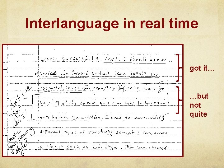 Interlanguage in real time got it… …but not quite 