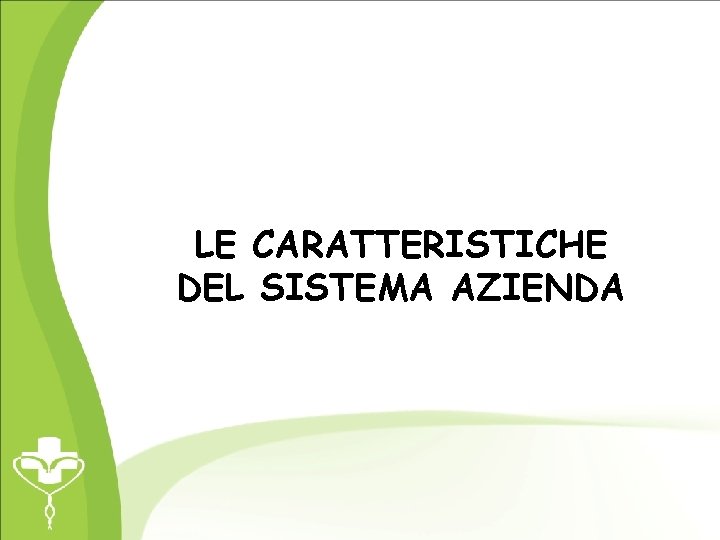 LE CARATTERISTICHE DEL SISTEMA AZIENDA 