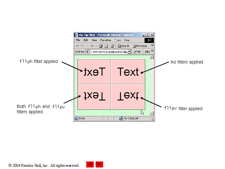 fliph filter applied Both fliph and flipv filters applied 2004 Prentice Hall, Inc. All