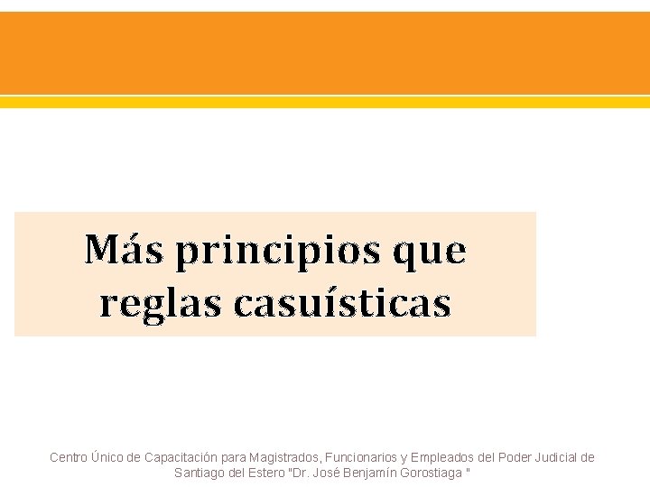 Más principios que reglas casuísticas Centro Único de Capacitación para Magistrados, Funcionarios y Empleados