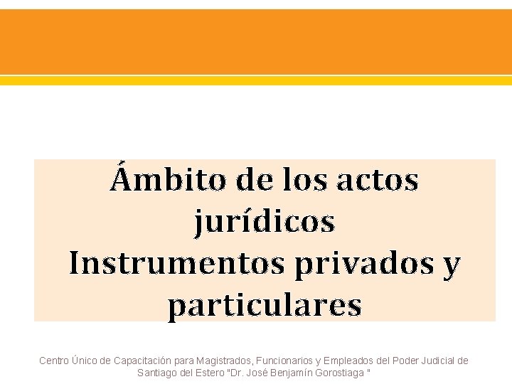 Ámbito de los actos jurídicos Instrumentos privados y particulares Centro Único de Capacitación para