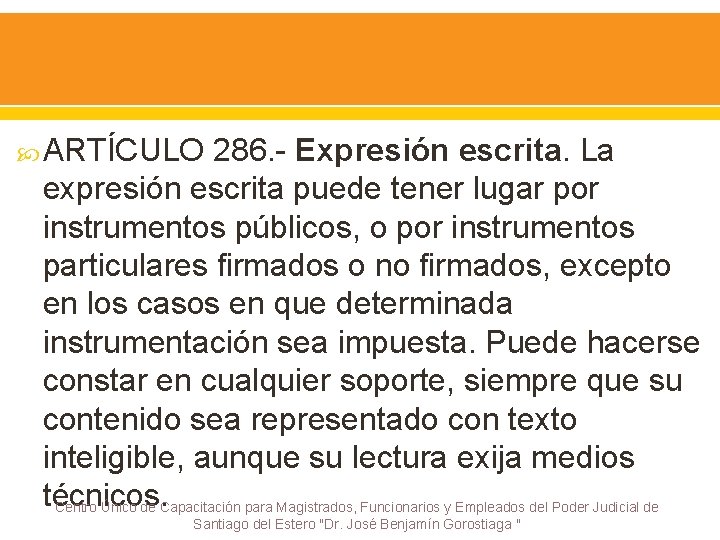  ARTÍCULO 286. - Expresión escrita. La expresión escrita puede tener lugar por instrumentos