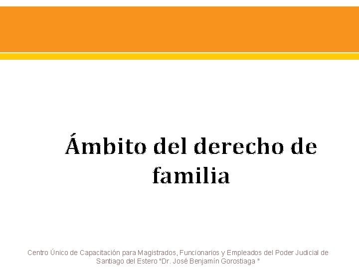 Ámbito del derecho de familia Centro Único de Capacitación para Magistrados, Funcionarios y Empleados