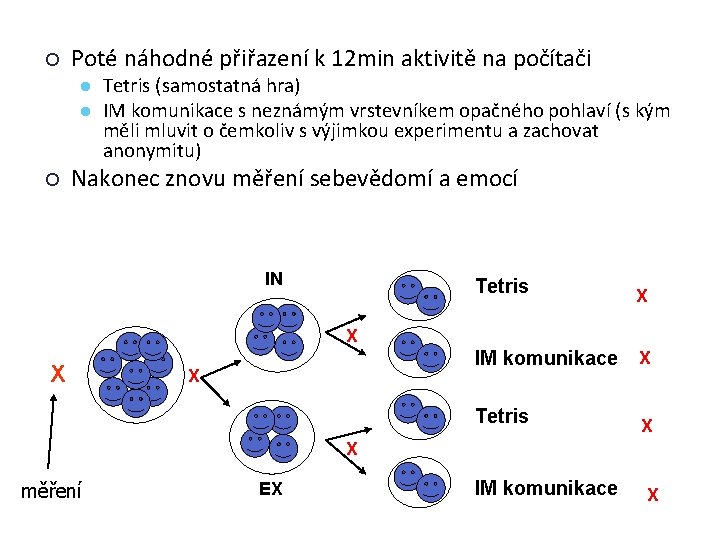 ¡ Poté náhodné přiřazení k 12 min aktivitě na počítači l l ¡ Tetris