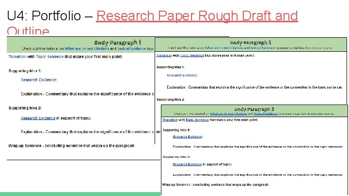 U 4: Portfolio – Research Paper Rough Draft and Outline 